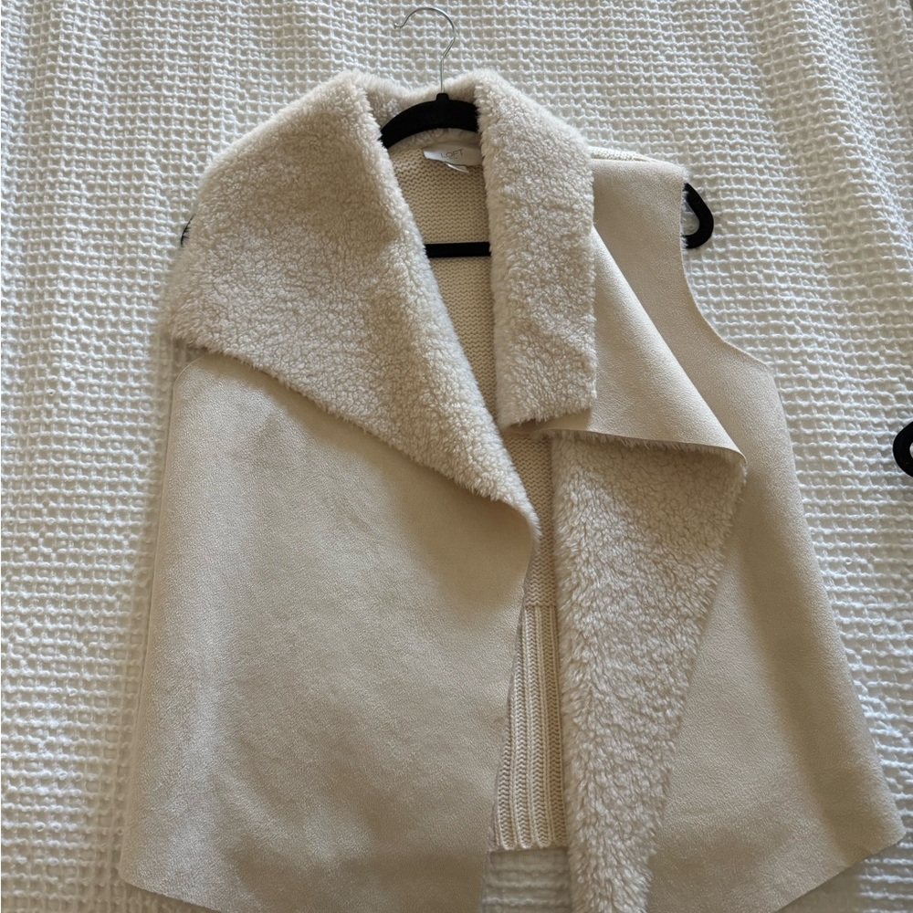 LOFT Cream Shearling Vest